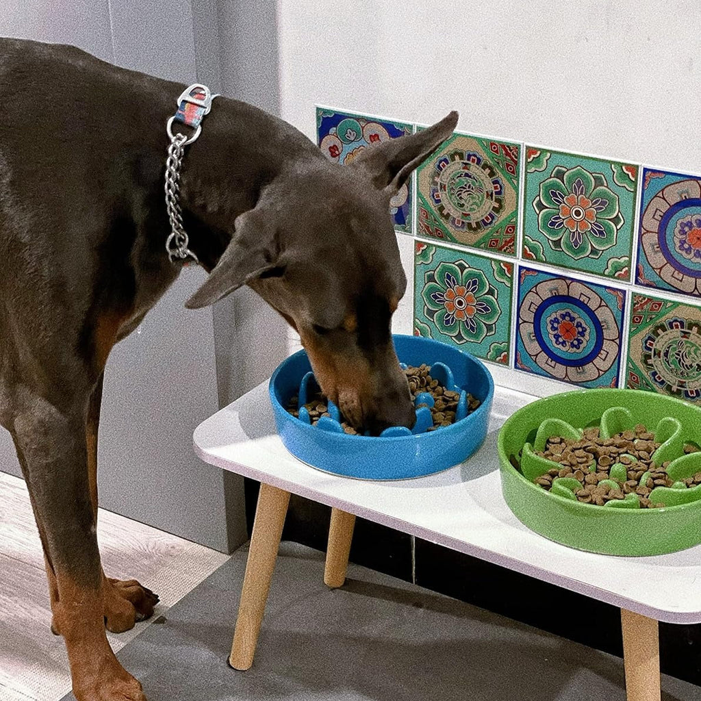 Miski dla psów z powolnym karmieniem ceramiczne, miska do wolnego karmienia 1,5 szklanki dla małych i średnich ras, puzzle miska do karmienia psa dla szybkiego jadłożera