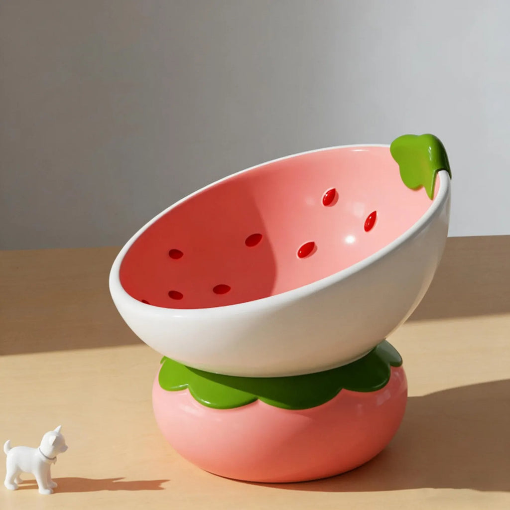 Ceramiczna miska dla zwierząt w truskawki, miska dla kota lub psa, miska dla psa w truskawki, prezent dla miłośników kotów