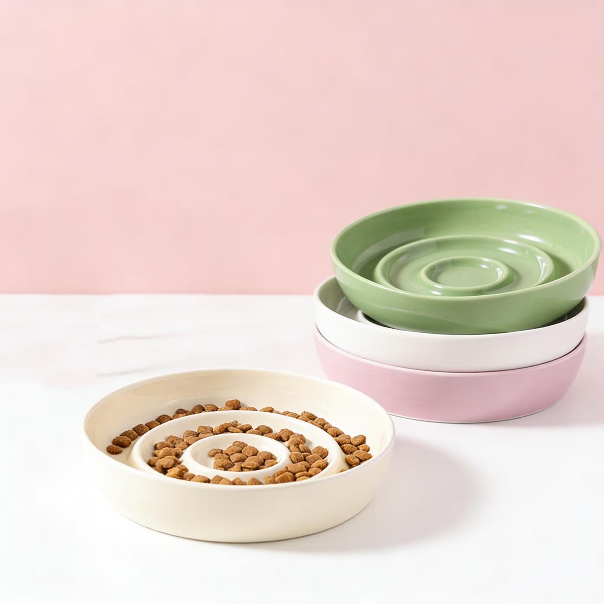 Ceramiczna miska spowalniająca jedzenie | Miska-łamigłówka ze spiralą | Miska zapobiegająca łapczywemu jedzeniu dla psów i kotów | Miska wspierająca zdrowie zwierząt